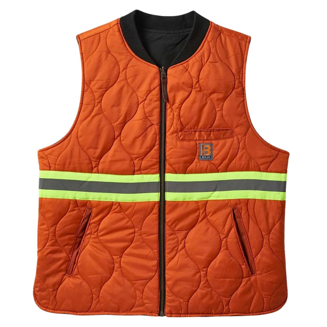 Brixton Builders Abraham Reversible Vest - Washed Black/Rust Orange - Mens Gilet Jacket by Brixton