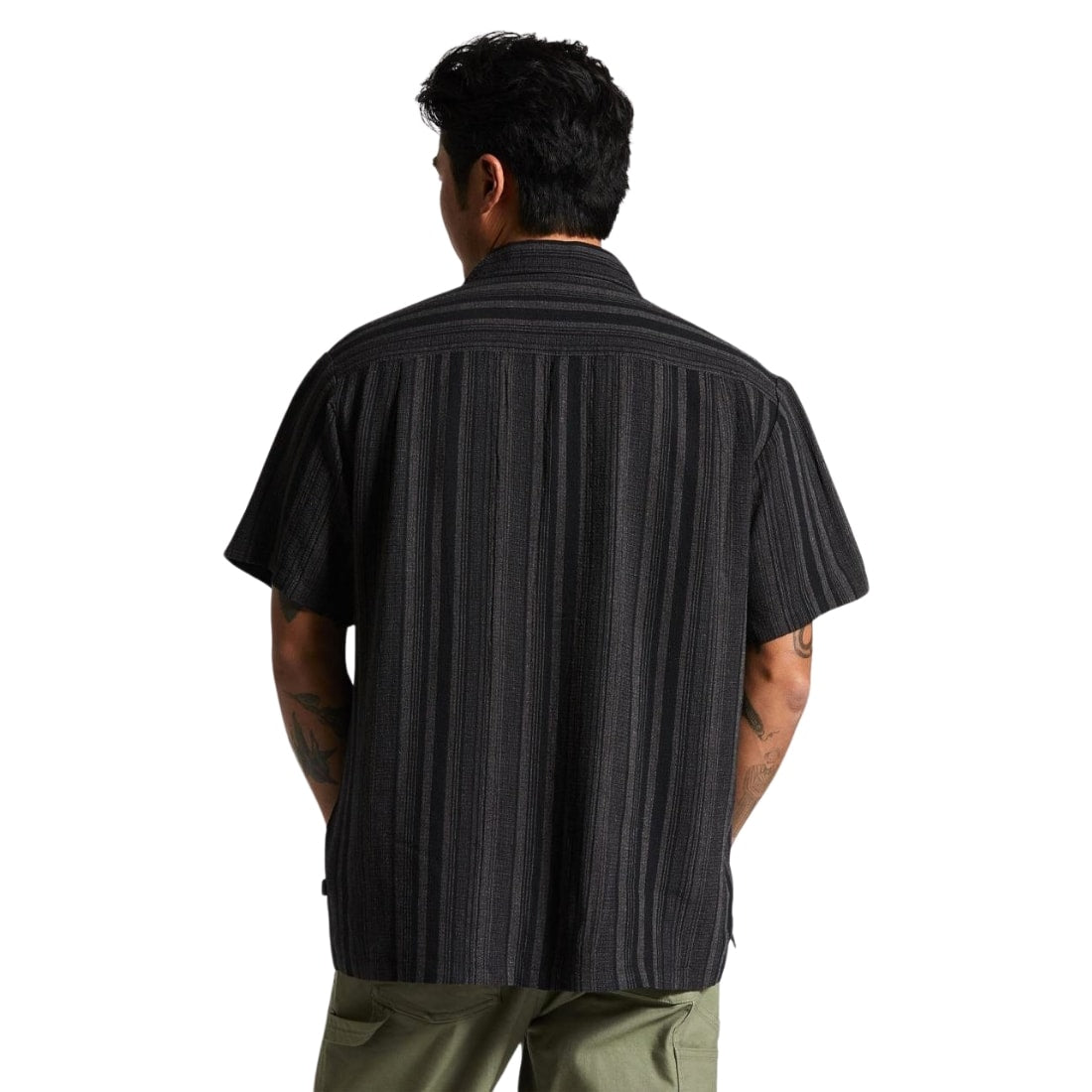 Brixton Bunker Seersucker Short Sleeve Shirt - Black/Charcoal