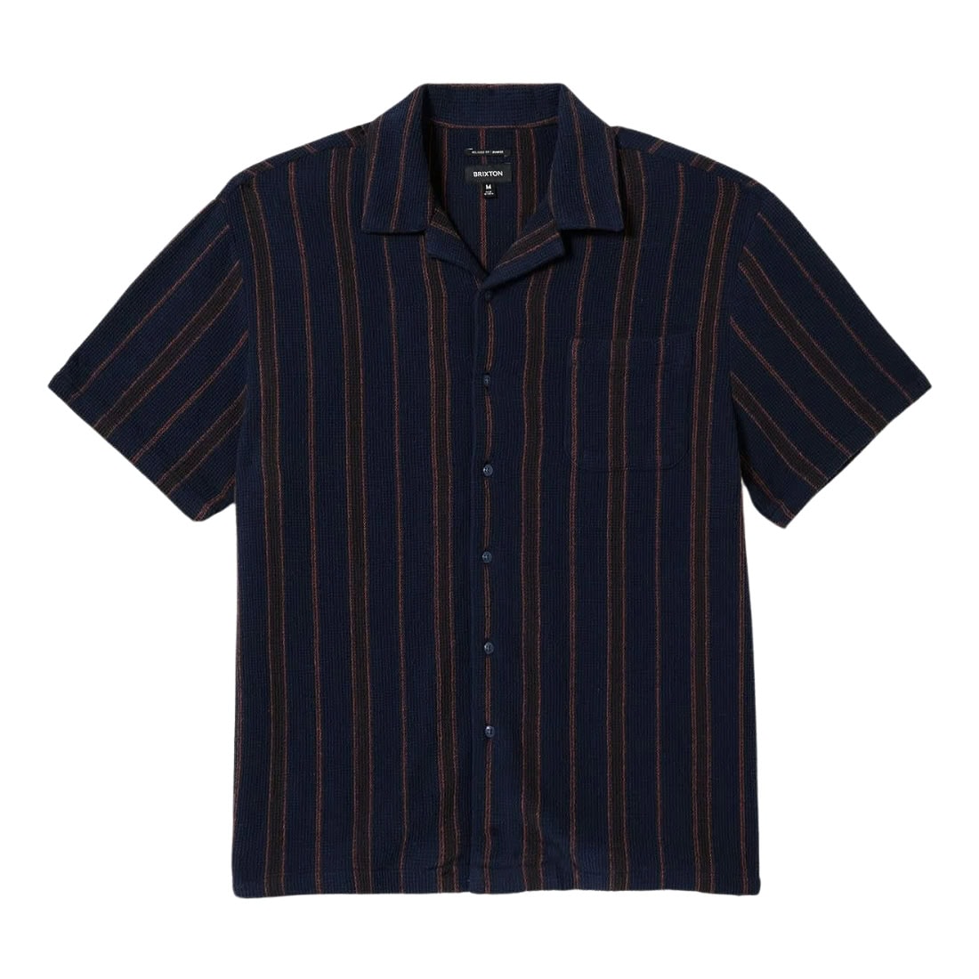 Brixton Bunker Waffle Stripe Shirt - Washed Navy Stripe - Mens Casual Shirt by Brixton