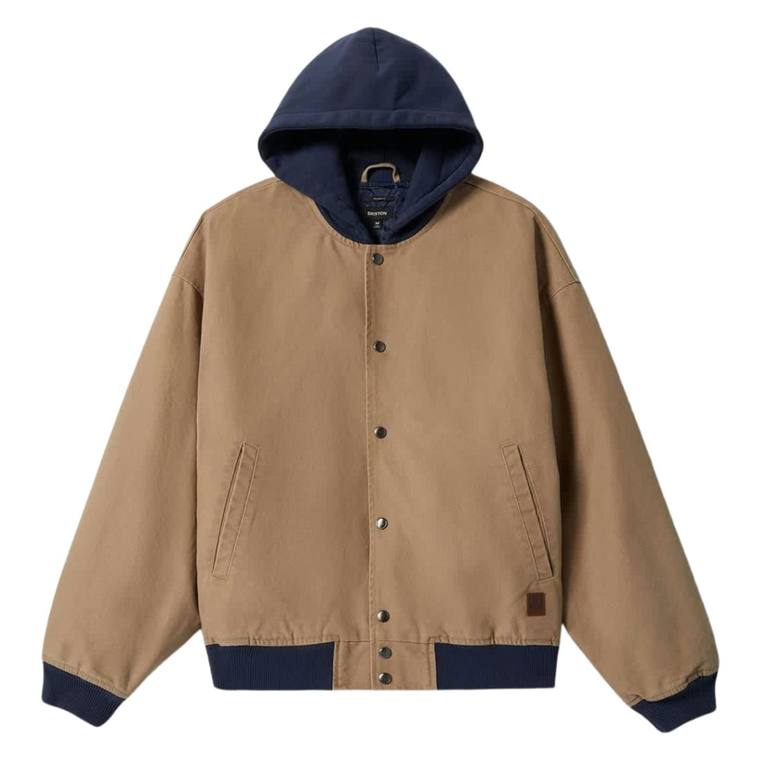 Brixton Canvas Hooded Bomber Jacket - Khaki/Mood Indigo - Mens Casual Jacket by Brixton