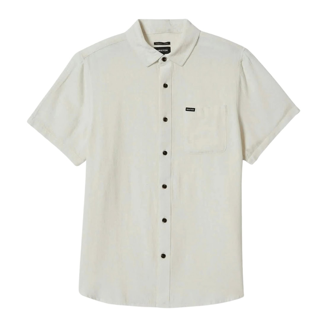 Brixton Charter Organic Cotton Linen Shortsleeve Woven Shirt - Egret White - Mens Casual Shirt by Brixton