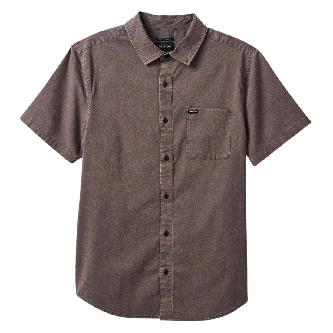 Brixton Charter Sol Wash Short Sleeve Shirt - Charcoal Sol Wash - Mens Flannel Shirt by Brixton