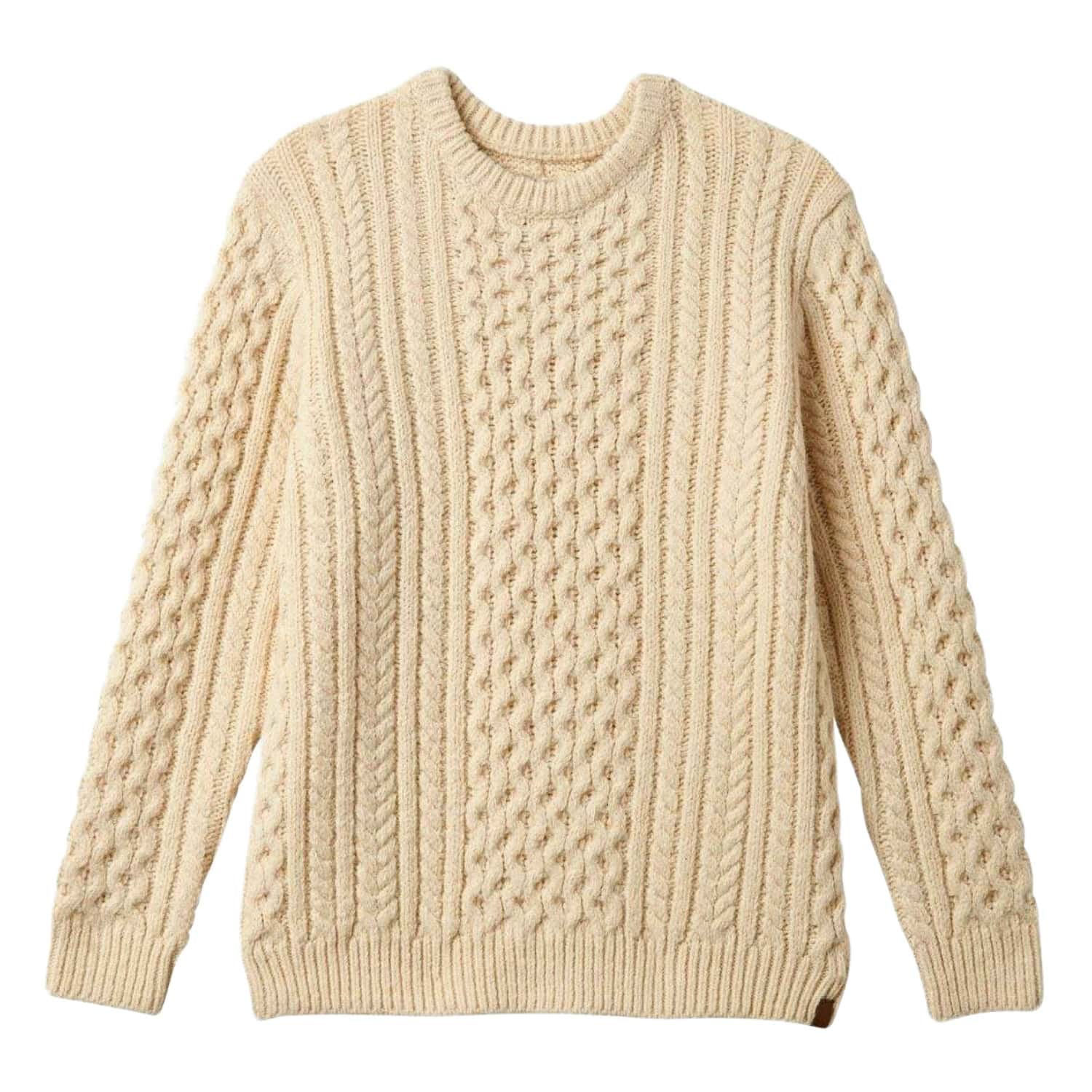 Brixton Classic Fishermans Sweater - Oatmeal - Mens Knitwear by Brixton