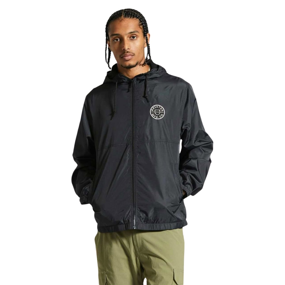 Brixton Claxton Crest Lightweight Jacket - Black/Black - Mens Windbreaker/Rain Jacket by Brixton