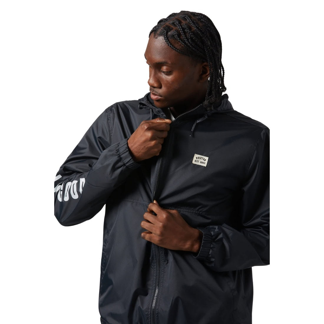 Brixton Claxton Woodburn Jacket - Black - Mens Windbreaker/Rain Jacket by Brixton