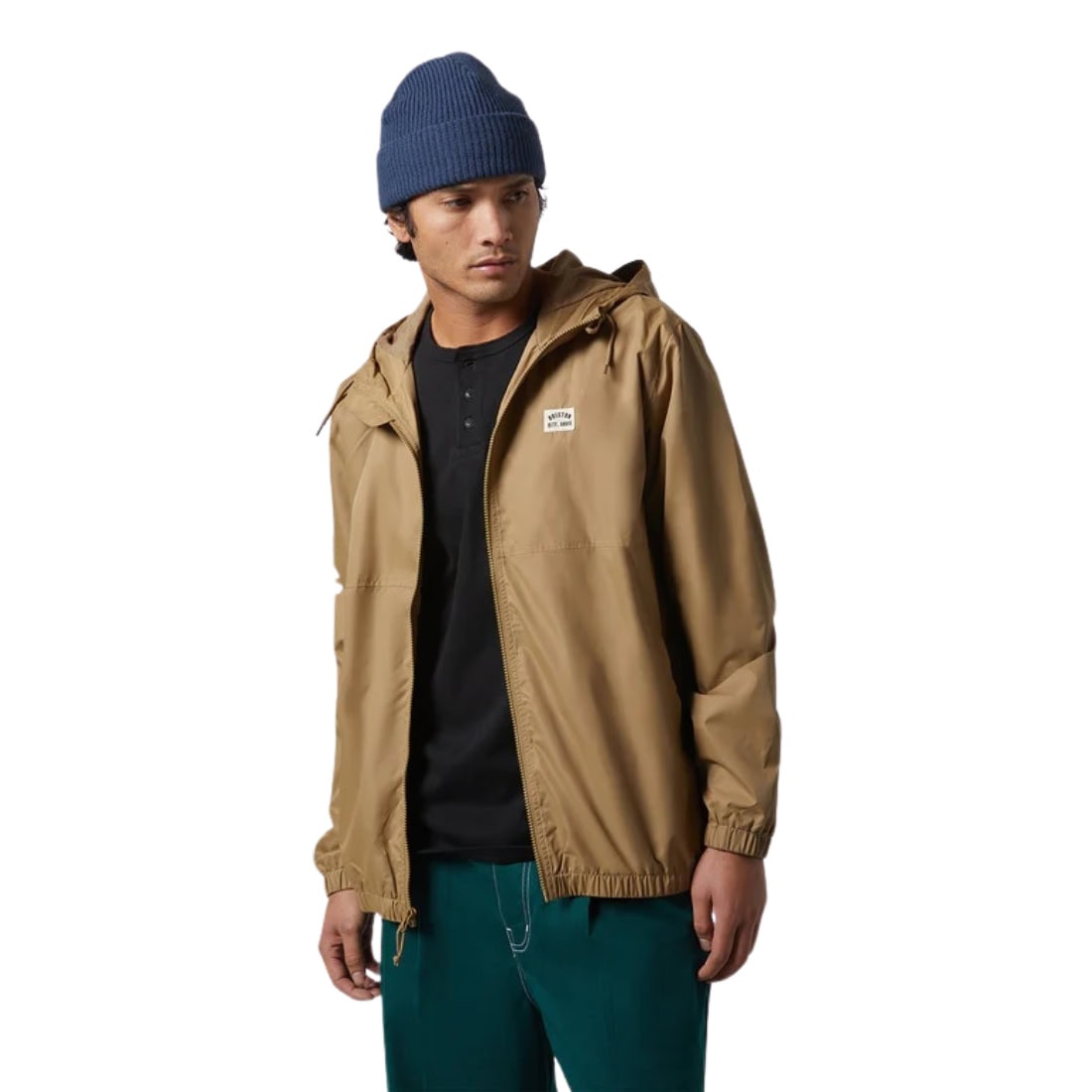 Brixton Claxton Woodburn Jacket - Khaki - Mens Windbreaker/Rain Jacket by Brixton
