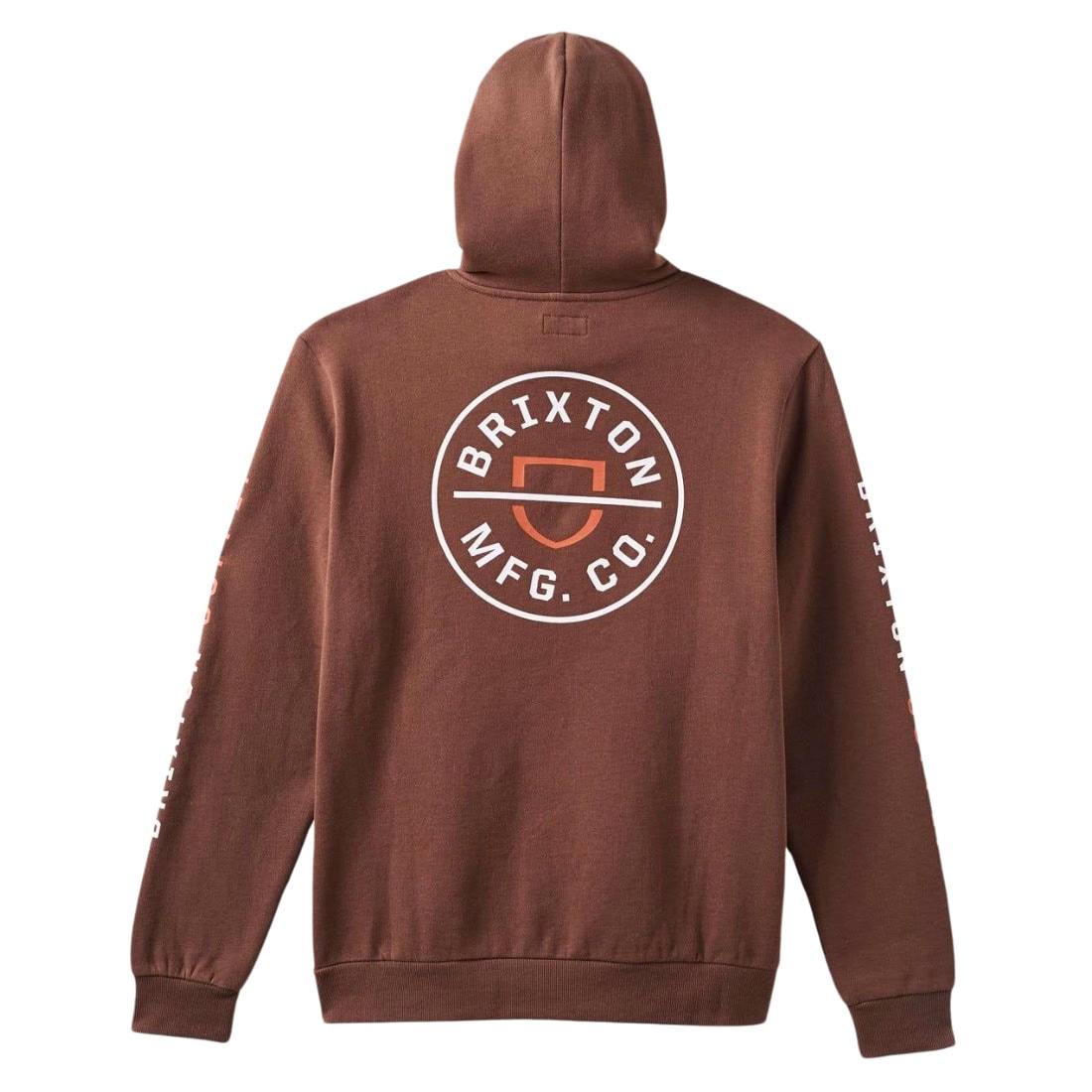 Brixton Crest Hood - Pinecone Brown/Rust Orange/White - Mens Pullover Hoodie by Brixton