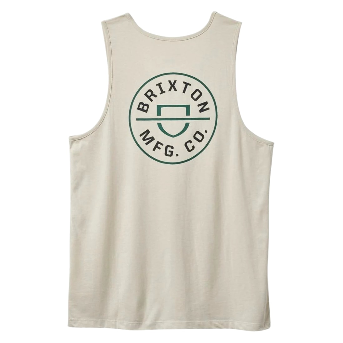 Brixton Crest Tank Top Vest - Beige/Trekking Green/Black - Mens Skate Brand Vest/Tank Top by Brixton