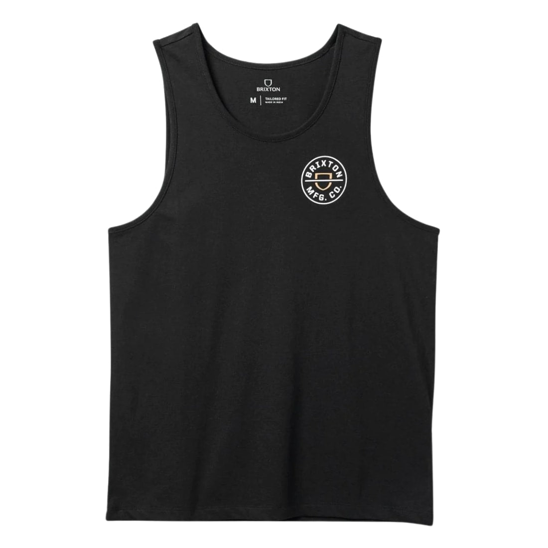 Brixton Crest Tank Top Vest - Black/Apricot Crush/White - Mens Skate Brand Vest/Tank Top by Brixton