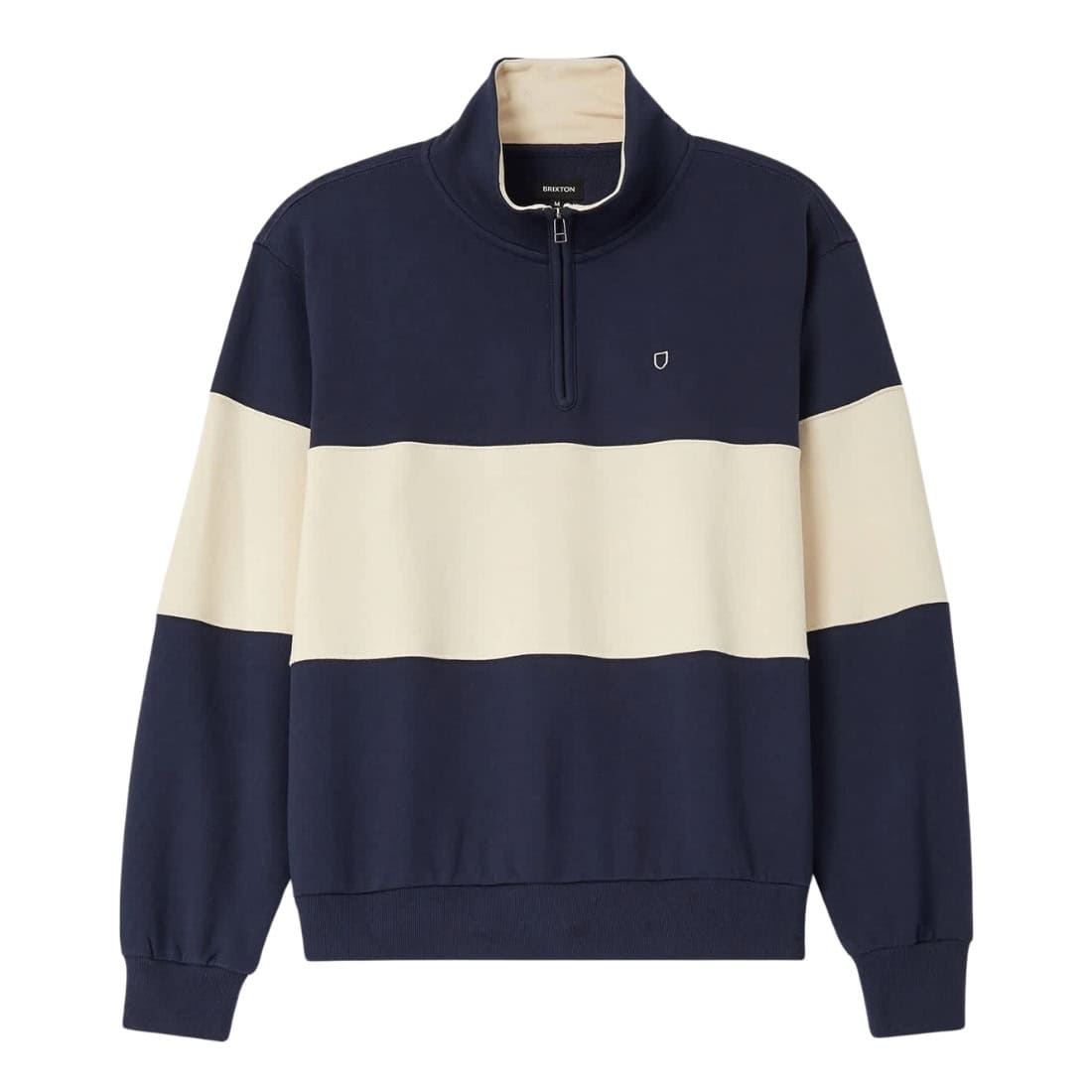 Brixton Danville Quarter Zip Fleece - Navy/Whitecap - Mens Pullover Hoodie by Brixton
