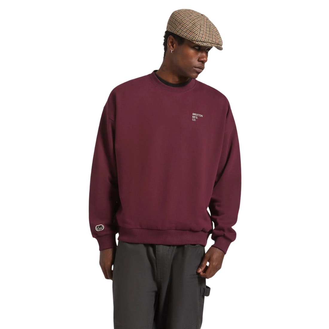 Brixton Embroidered Heavy Weight Crew - Port - Mens Crew Neck Sweatshirt by Brixton