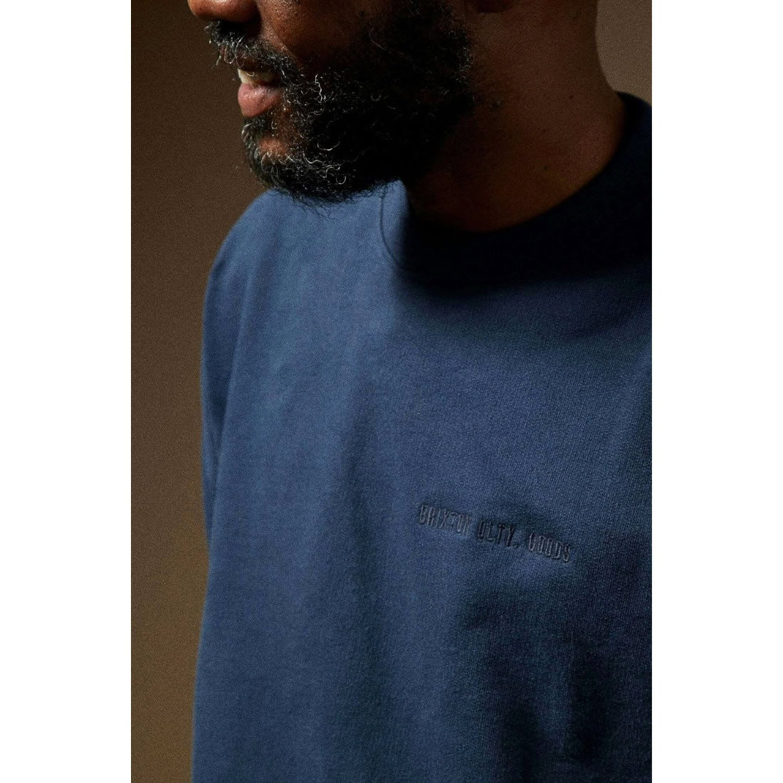 Brixton Embroidered Heavy Weight Crew - Washed Navy - Mens Crew Neck Sweatshirt by Brixton