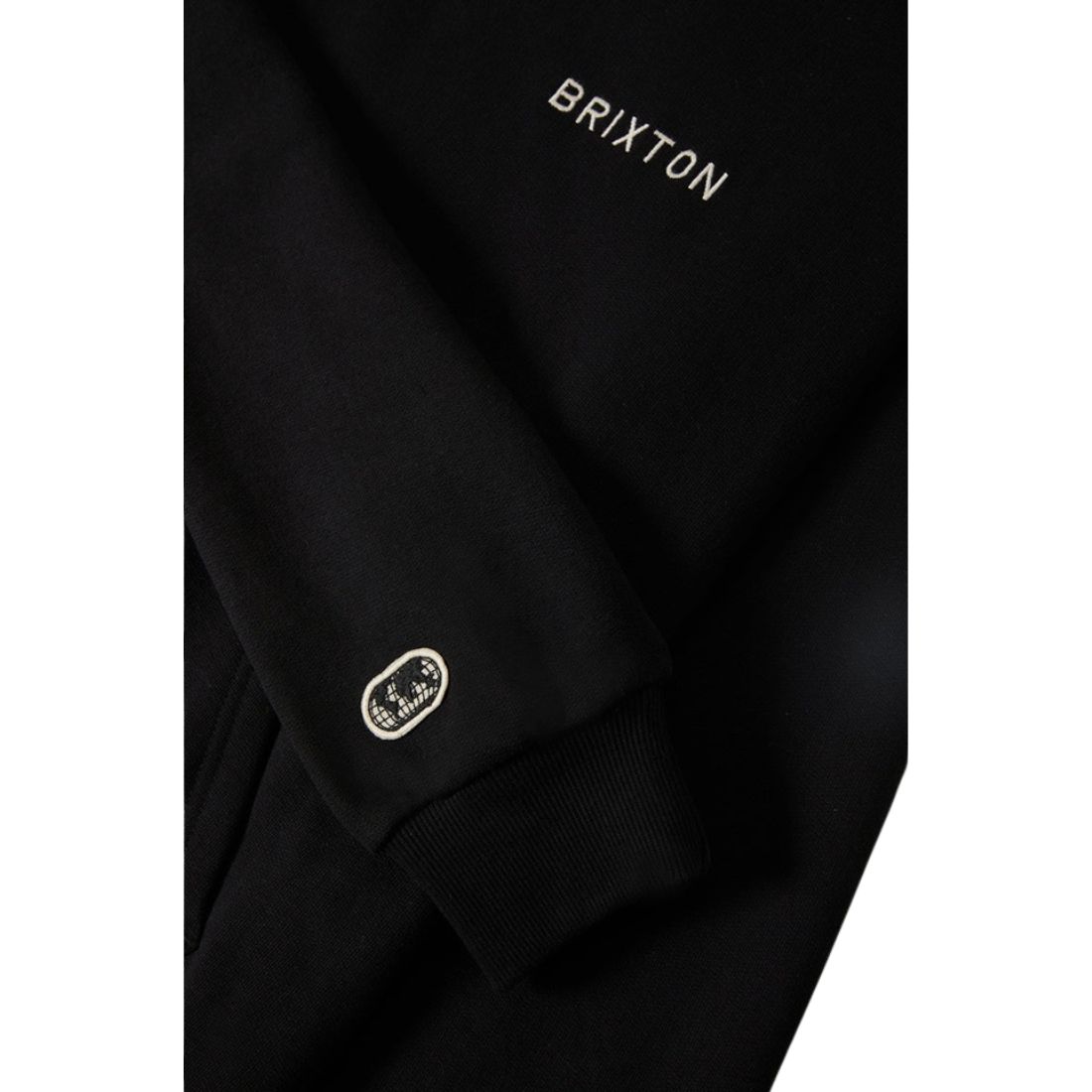 Brixton Embroidered Heavy Weight Hood - Black - Mens Pullover Hoodie by Brixton