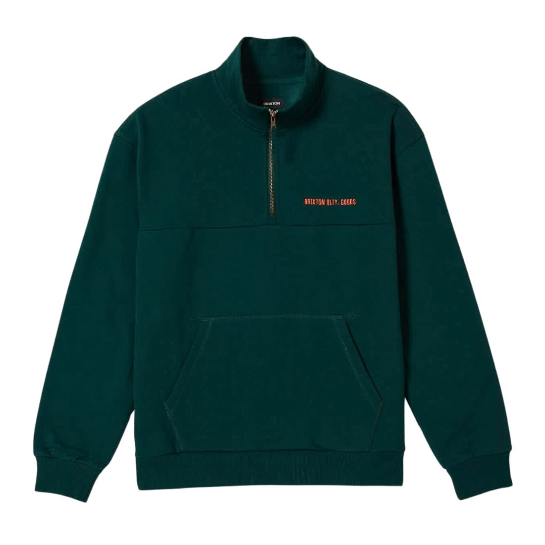 Brixton Embroidered Heavyweight Half Zip - Deep Emerald