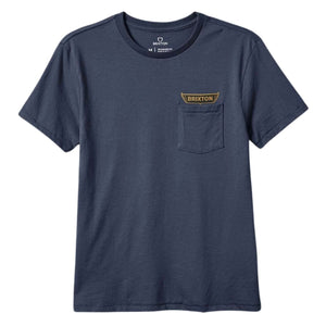 Brixton Graves Pocket T-Shirt - Washed Navy - Mens Graphic T-Shirt by Brixton