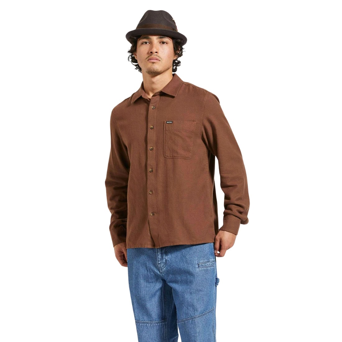 Brixton Hasting Lightweight Flannel Shirt - Pinecone Brown - Mens Flannel Shirt by Brixton