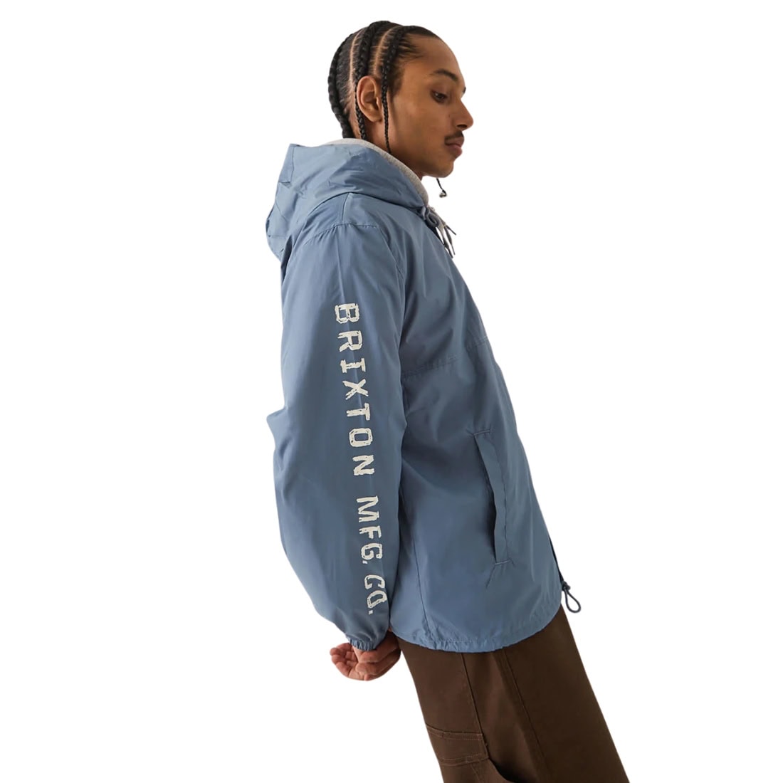 Brixton Hooded Claxton LW Jacket - Slate Blue - Mens Windbreaker/Rain Jacket by Brixton