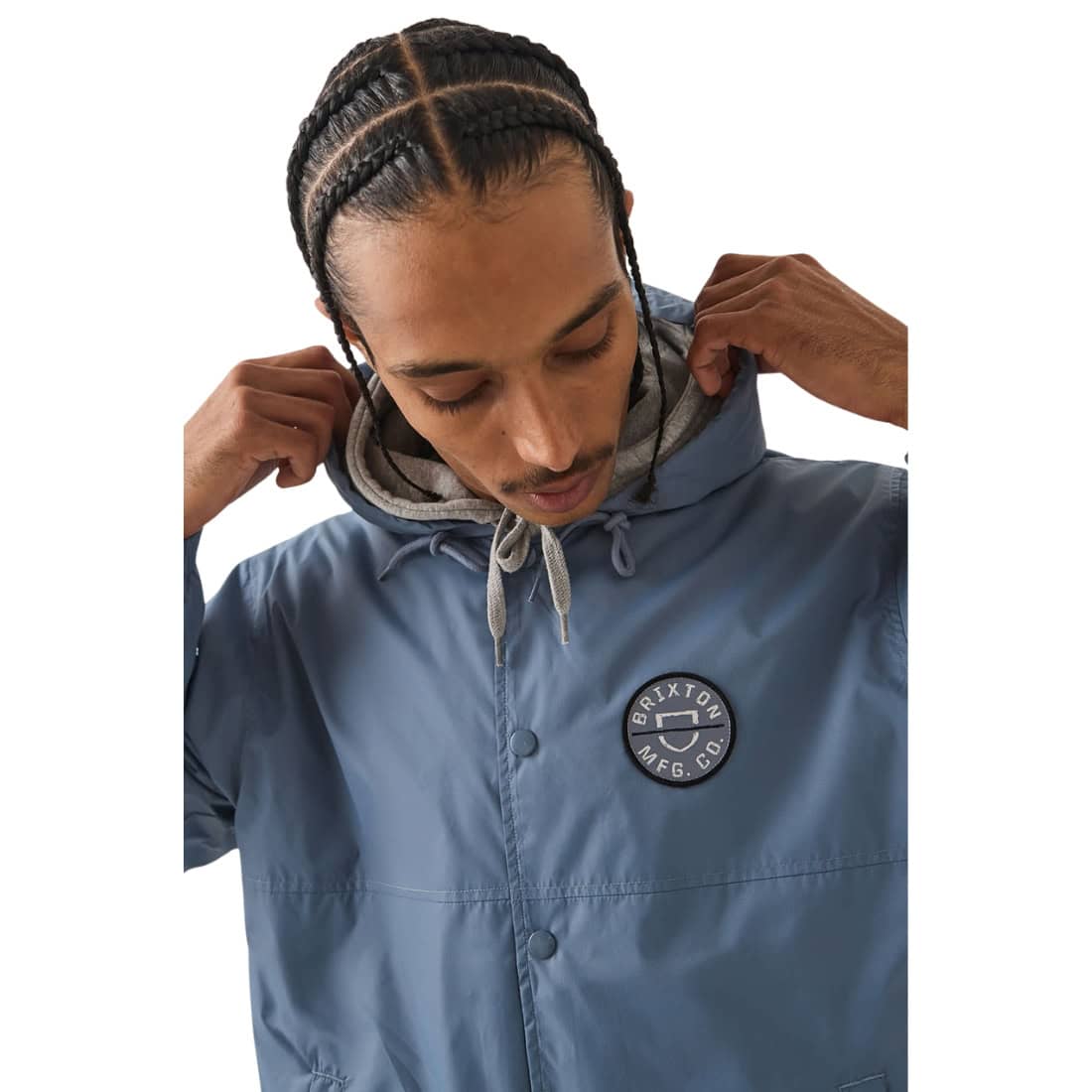 Brixton Hooded Claxton LW Jacket - Slate Blue - Mens Windbreaker/Rain Jacket by Brixton