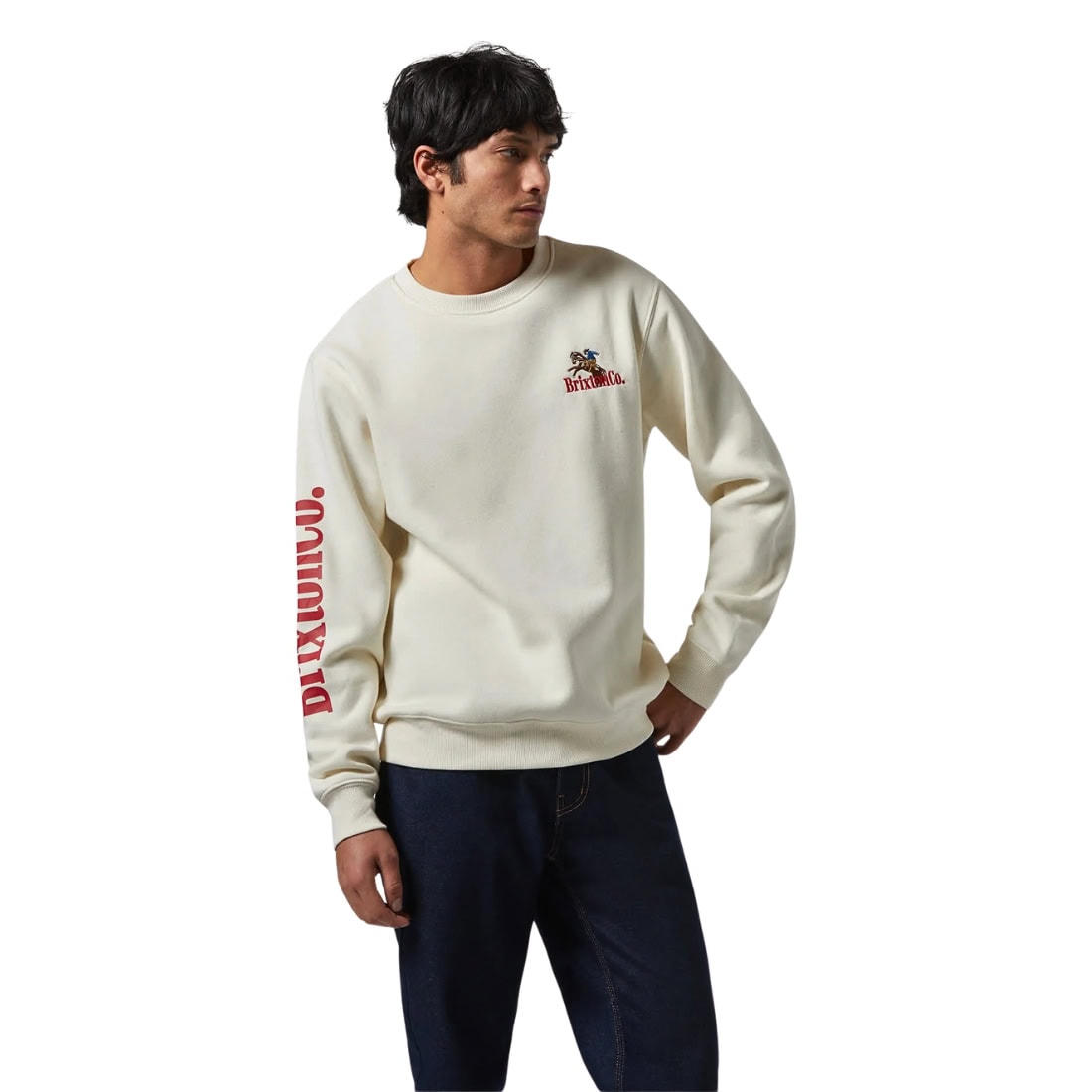 Brixton Inwood Crew Neck Sweatshirt - Egret White - Mens Crew Neck Sweatshirt by Brixton