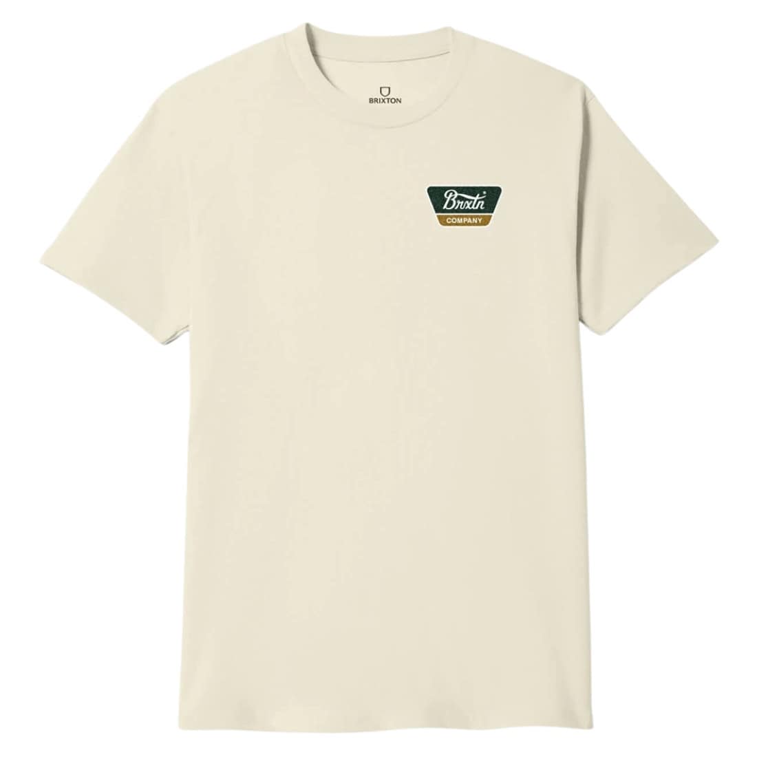 Brixton Linwood T-Shirt - Cream/Dark Green/Metal Bronze - Mens Graphic T-Shirt by Brixton