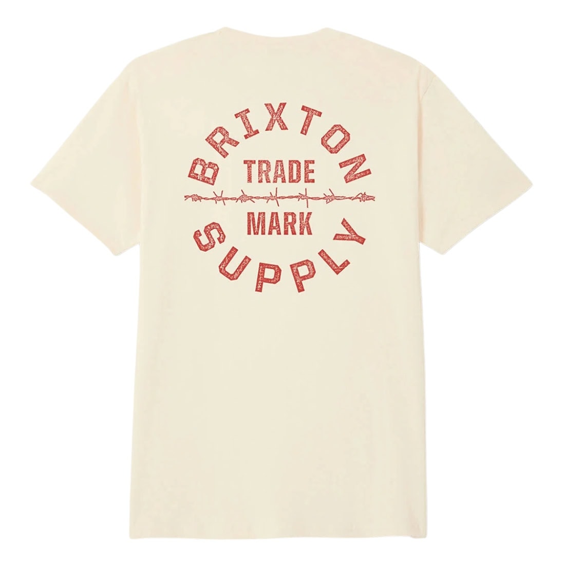 Brixton Oath V T-Shirt - Cream/Brick Red - Mens Graphic T-Shirt by Brixton