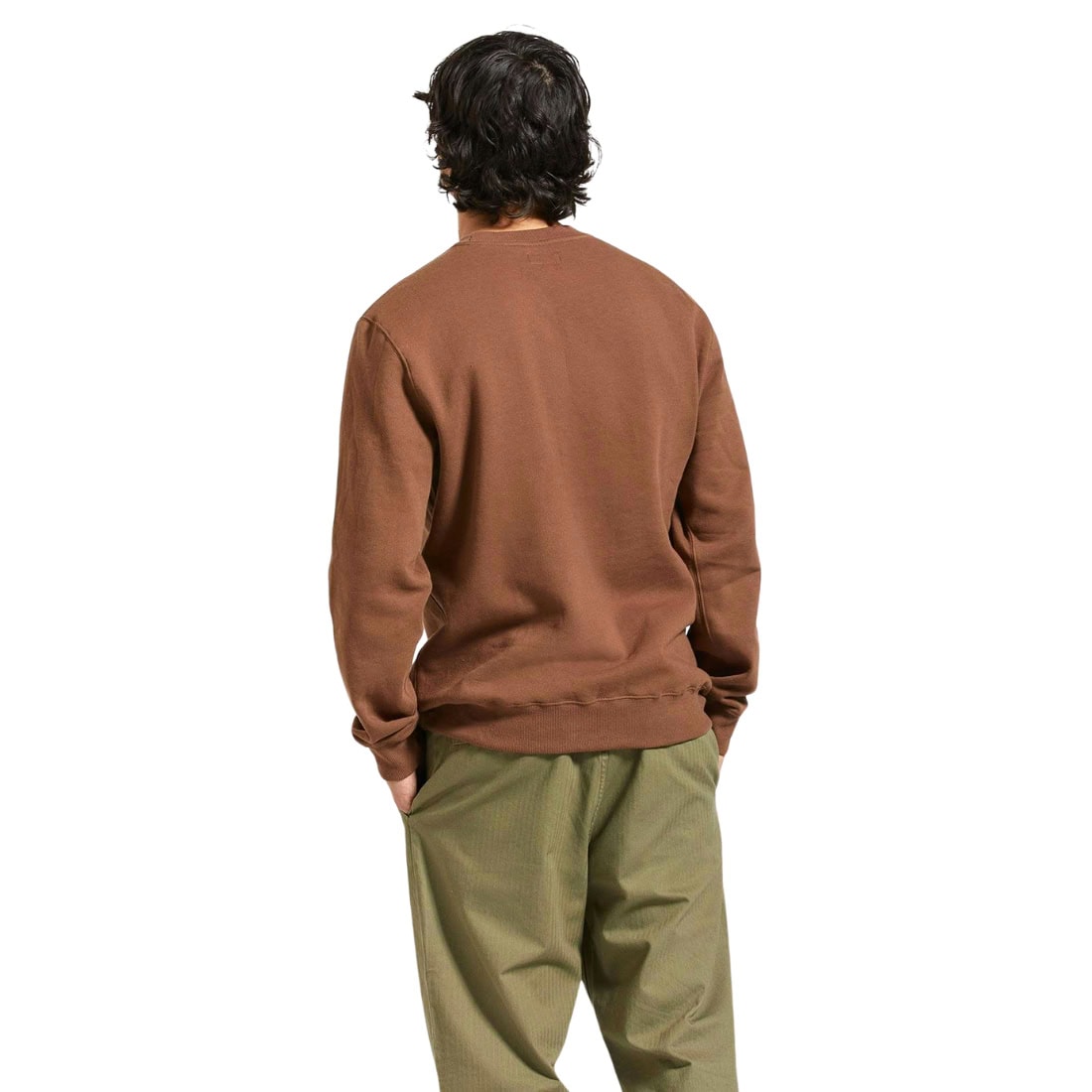 Brixton Parson Patch Crewneck Sweatshirt - Pinecone Brown - Mens Crew Neck Sweatshirt by Brixton