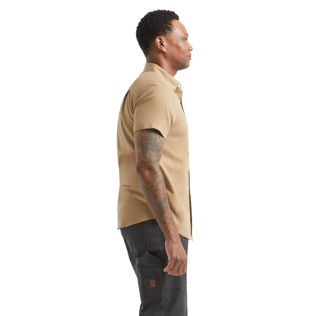Brixton Sanford Oxford Short Sleeve Woven Shirt - Khaki - Mens Casual Shirt by Brixton