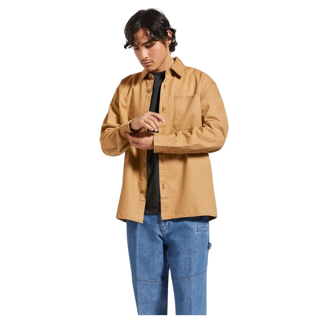 Brixton Selden Overshirt - Tobacco Brown Worn Wash - Mens Casual Shirt by Brixton