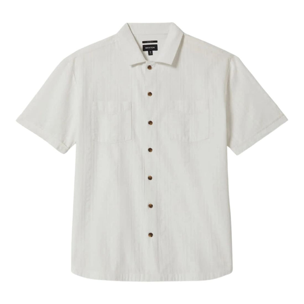 Vintage Short Sleeve Woven Shirt Off White Jacquard Stripe