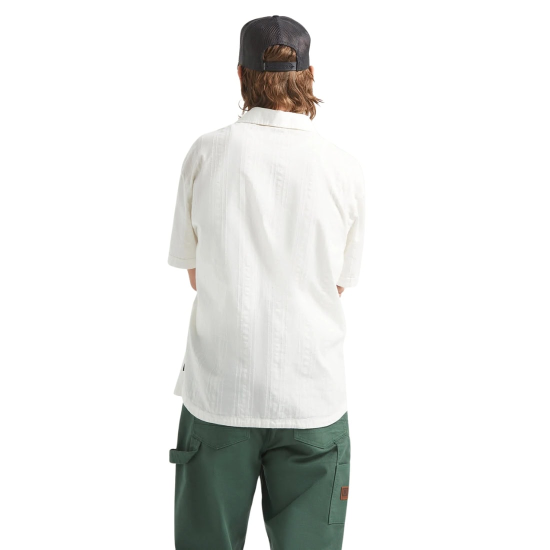 Brixton The Vintage Short Sleeve Woven Shirt - Off White Jacquard Stripe - Mens Casual Shirt by Brixton