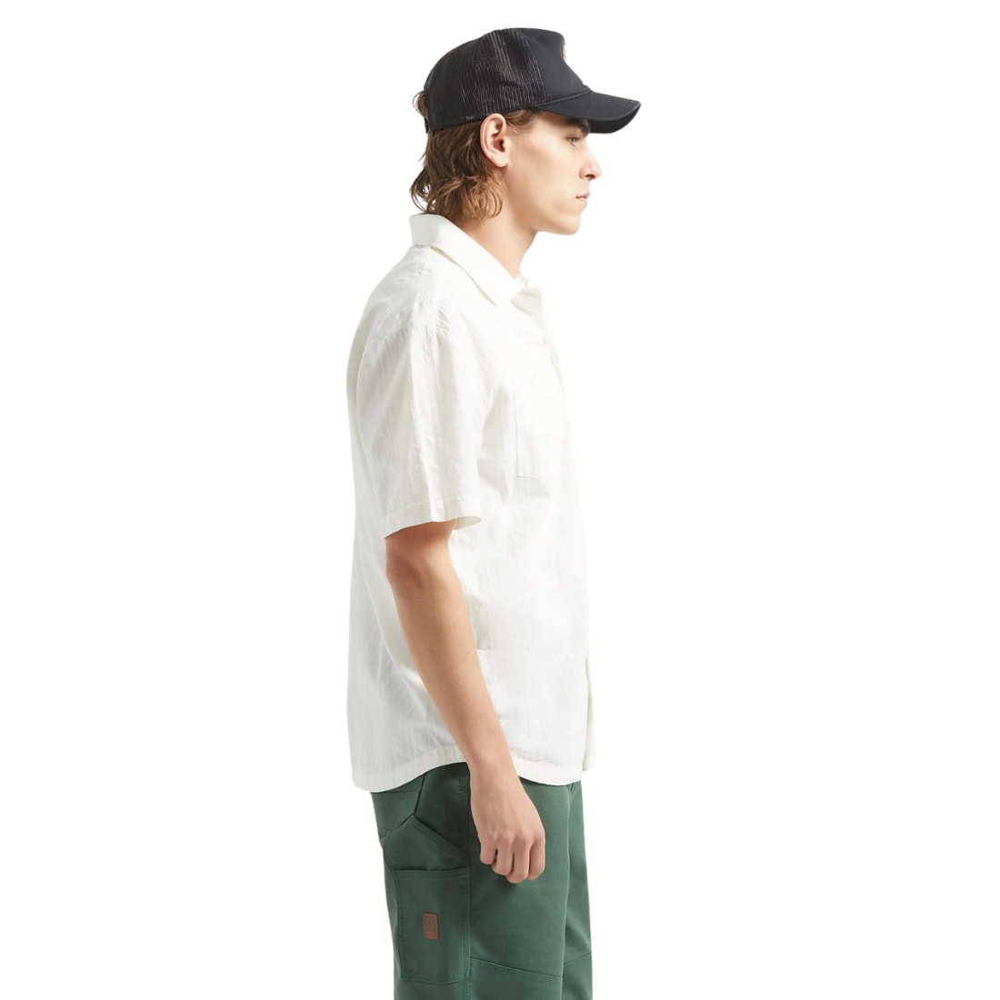 Brixton The Vintage Short Sleeve Woven Shirt - Off White Jacquard Stripe - Mens Casual Shirt by Brixton