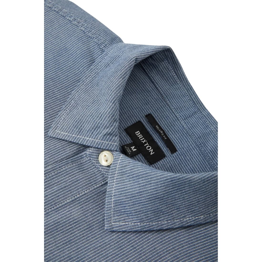 Brixton Trademark Longsleeve Shirt - Blue Chambray Micro Stripe - Mens Casual Shirt by Brixton