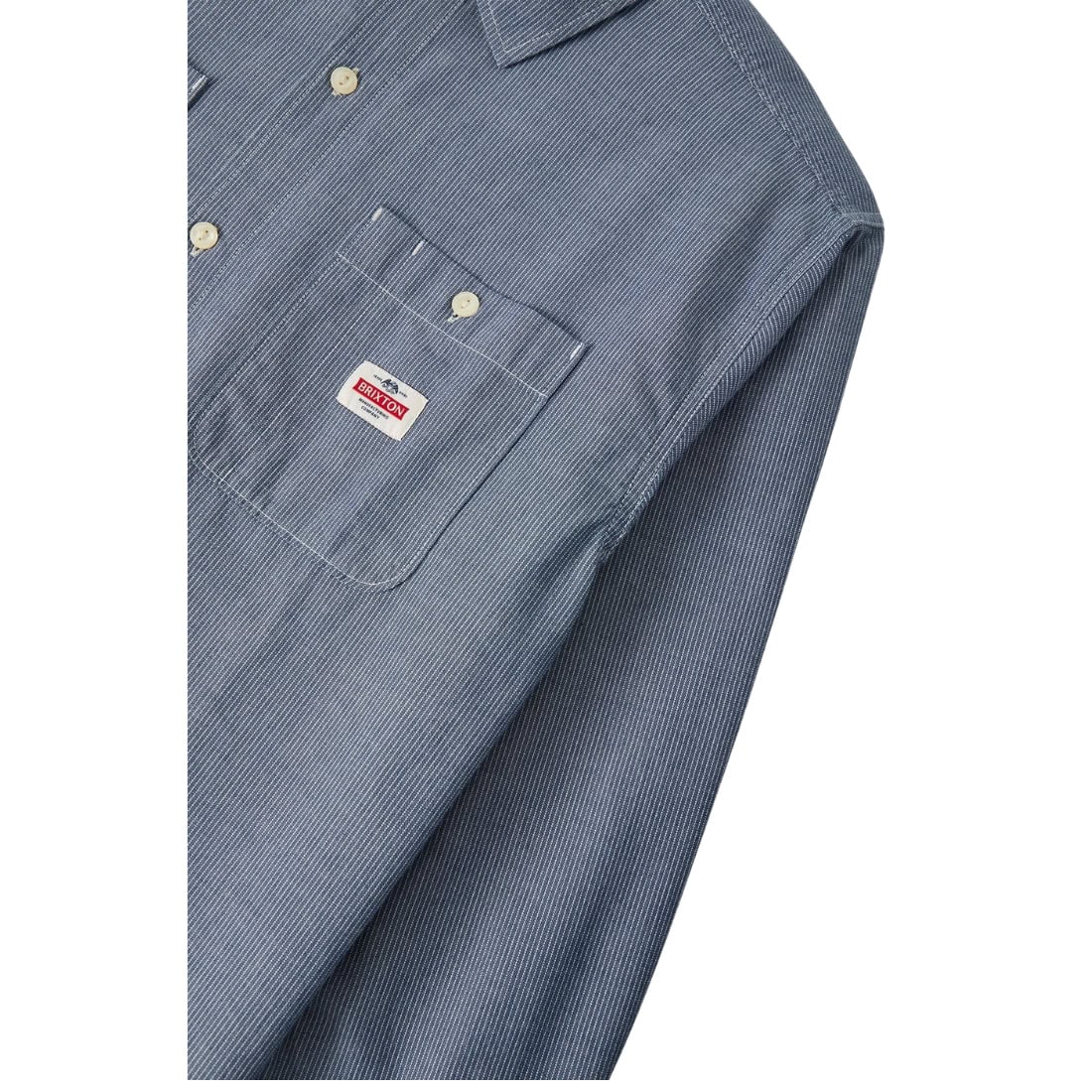 Brixton Trademark Longsleeve Shirt - Blue Chambray Micro Stripe - Mens Casual Shirt by Brixton