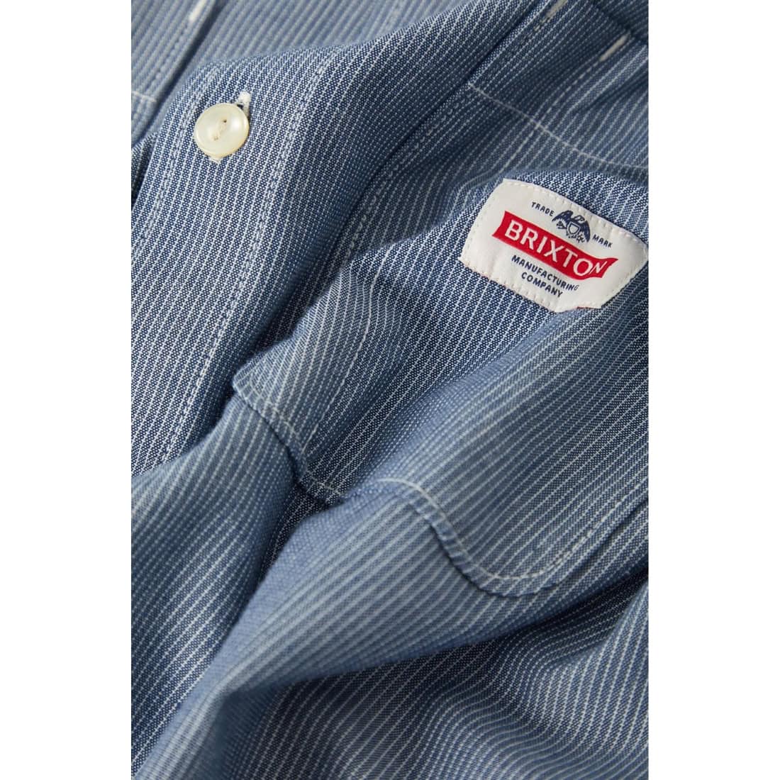 Brixton Trademark Longsleeve Shirt - Blue Chambray Micro Stripe - Mens Casual Shirt by Brixton