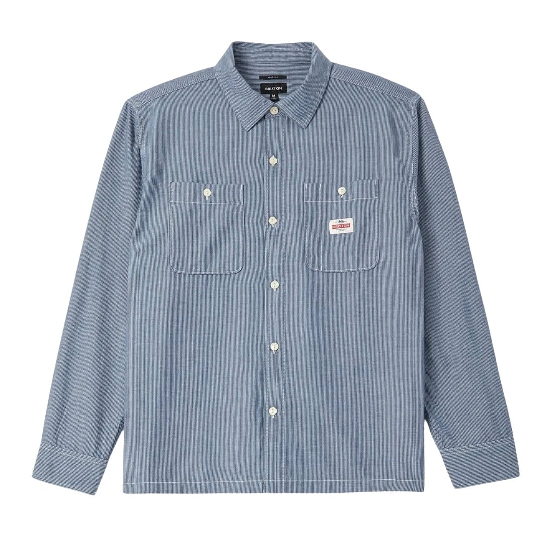 Brixton Trademark Longsleeve Shirt - Blue Chambray Micro Stripe - Mens Casual Shirt by Brixton