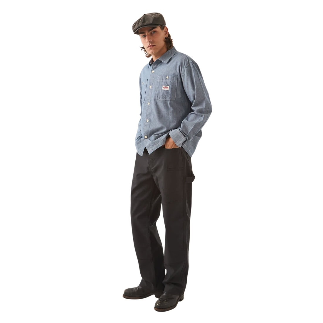 Brixton Trademark Longsleeve Shirt - Blue Chambray Micro Stripe - Mens Casual Shirt by Brixton