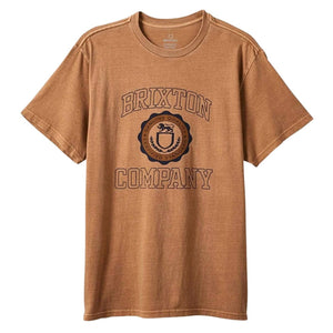 Brixton University T-Shirt - Tobacco Brown Worn Wash - Mens Graphic T-Shirt by Brixton