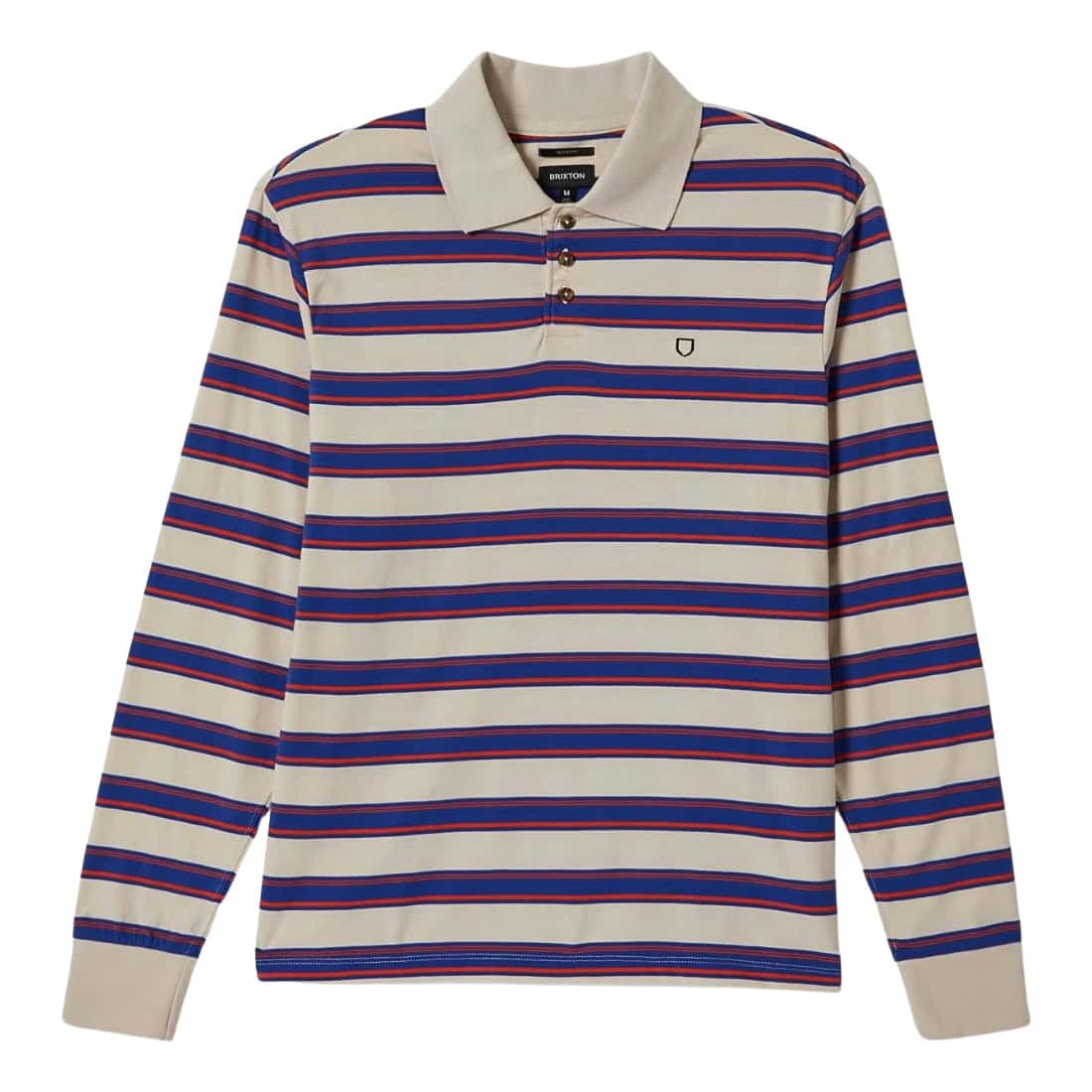 Brixton Vintage Stripe Longsleeve Polo Knit - Electric Blue/Flame/Whitecap