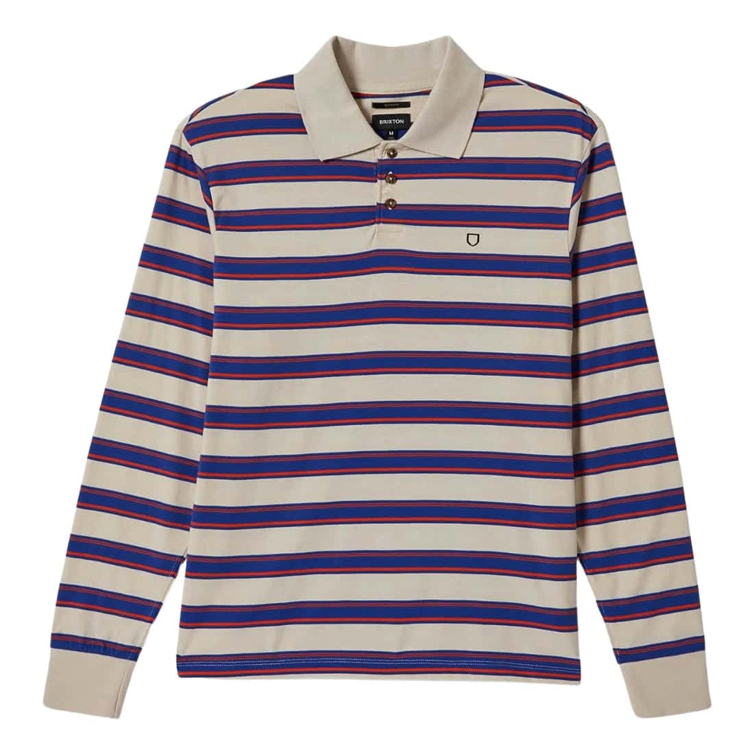 Brixton Vintage Stripe Longsleeve Polo Knit - Electric Blue/Flame/Whitecap - Mens Polo Shirt by Brixton