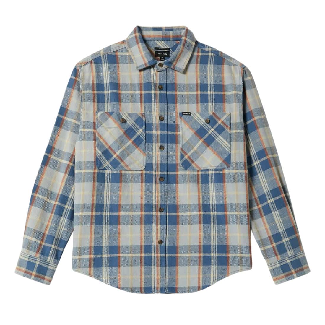 Brixton Vintage Wash Flannel Shirt - Blue/Soft Blue/Orange - Mens Flannel Shirt by Brixton