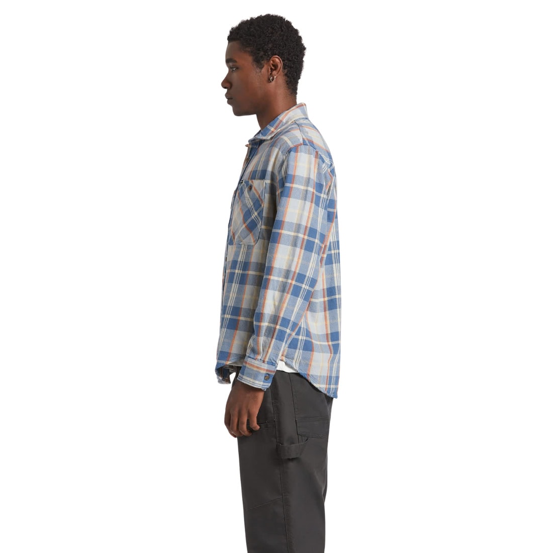 Brixton Vintage Wash Flannel Shirt - Blue/Soft Blue/Orange - Mens Flannel Shirt by Brixton