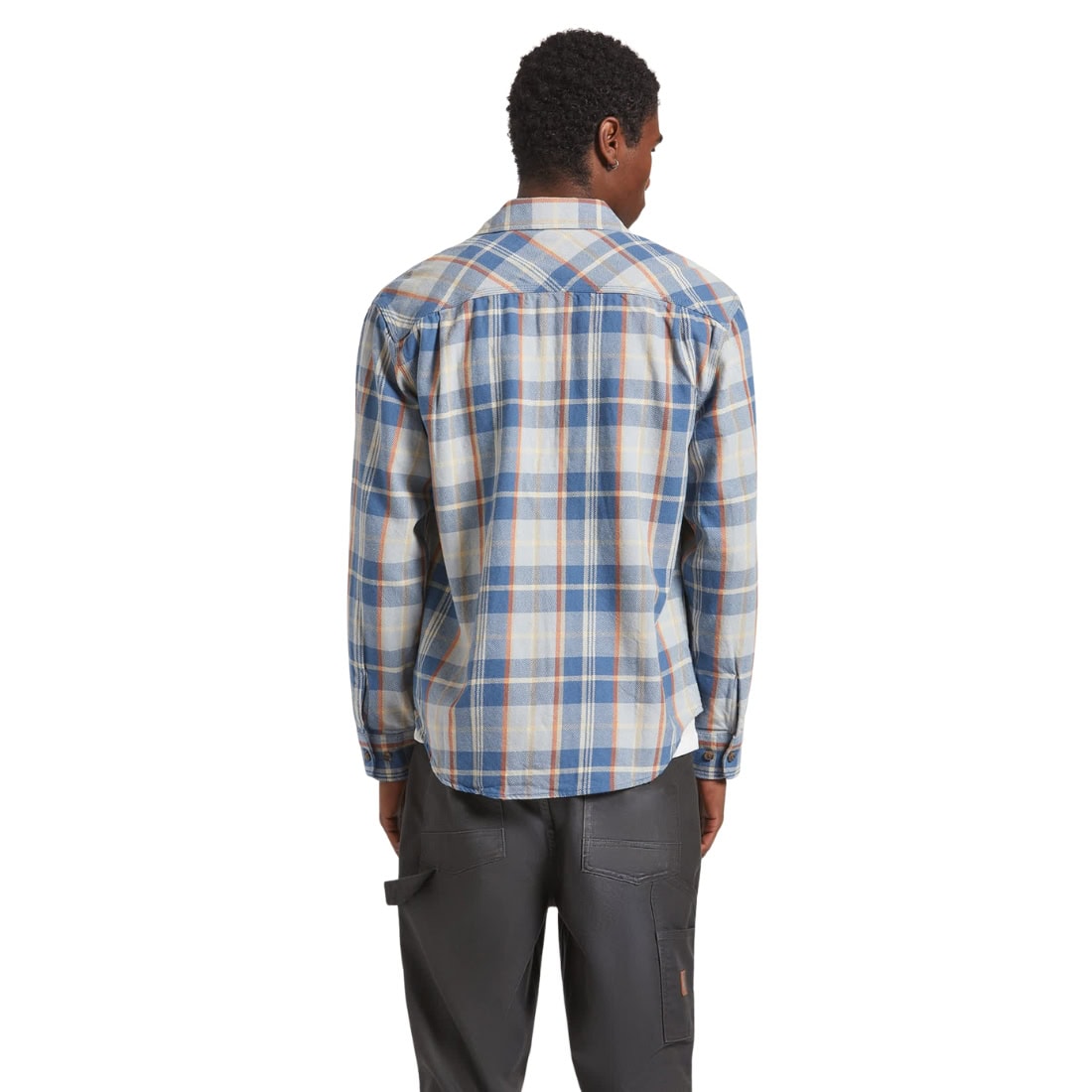 Brixton Vintage Wash Flannel Shirt - Blue/Soft Blue/Orange - Mens Flannel Shirt by Brixton