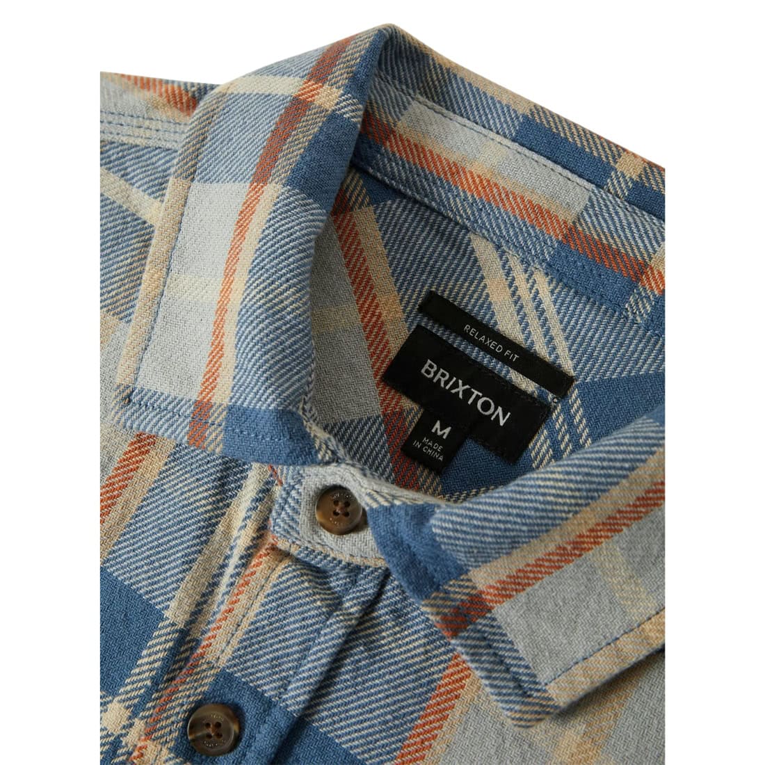 Brixton Vintage Wash Flannel Shirt - Blue/Soft Blue/Orange - Mens Flannel Shirt by Brixton