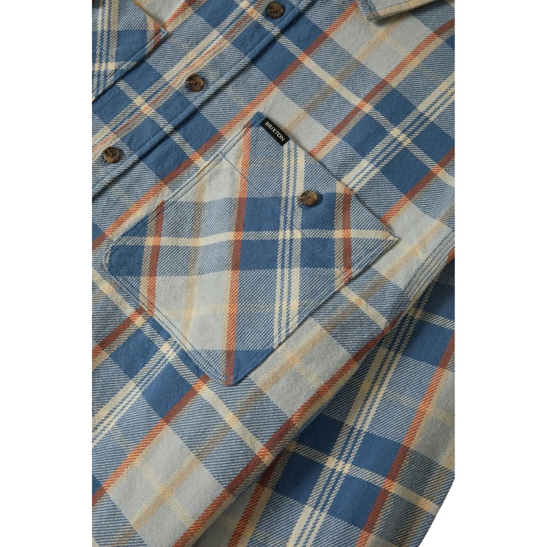 Brixton Vintage Wash Flannel Shirt - Blue/Soft Blue/Orange - Mens Flannel Shirt by Brixton