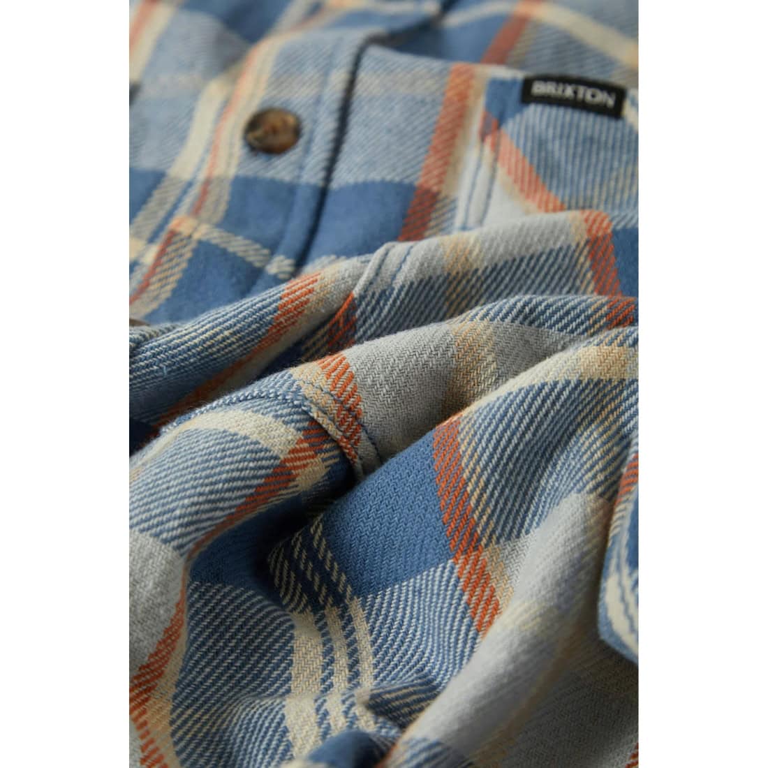 Brixton Vintage Wash Flannel Shirt - Blue/Soft Blue/Orange - Mens Flannel Shirt by Brixton