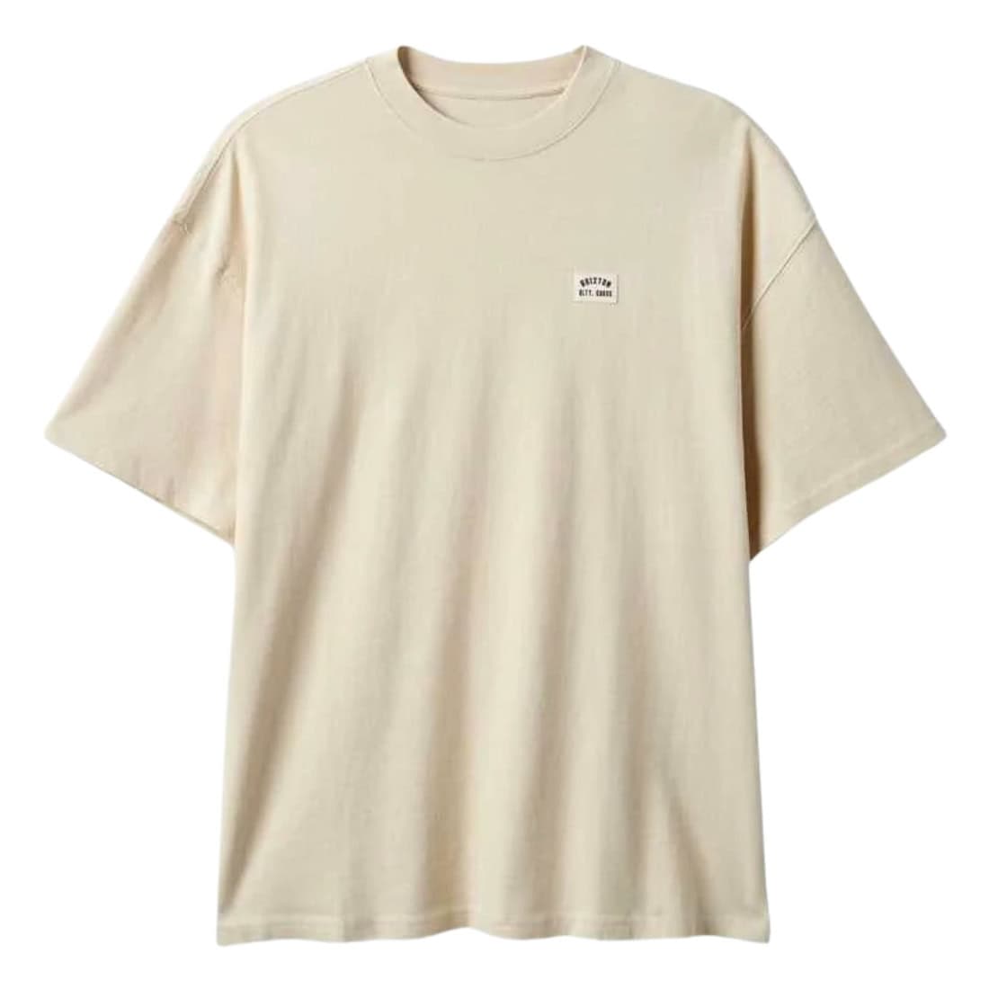 Brixton Woodburn HW Relaxed T-Shirt - Cream Classic Wash - Mens Graphic T-Shirt by Brixton