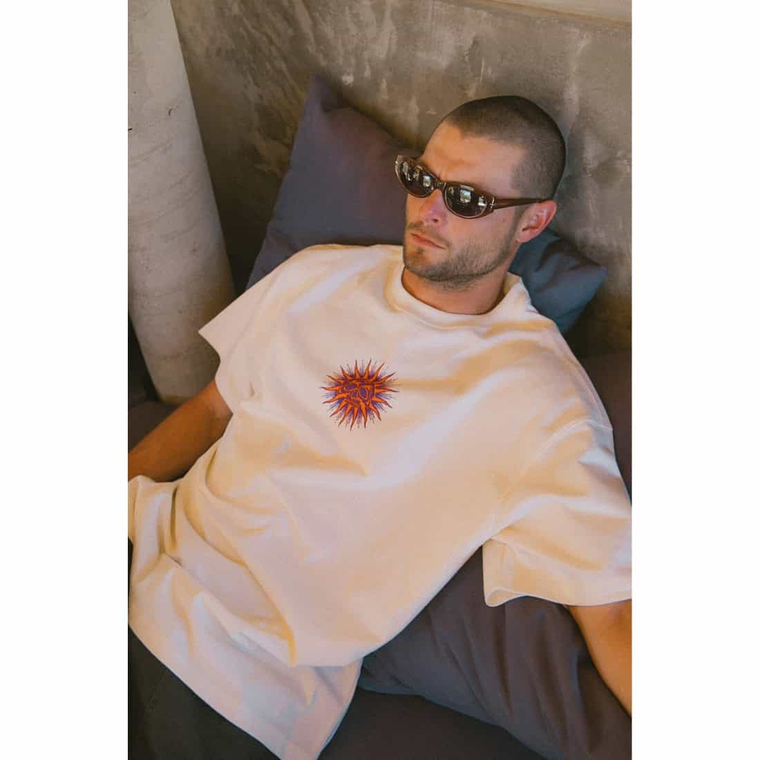 Brixton Zephyr Oversized T-Shirt - Cream - Mens Graphic T-Shirt by Brixton