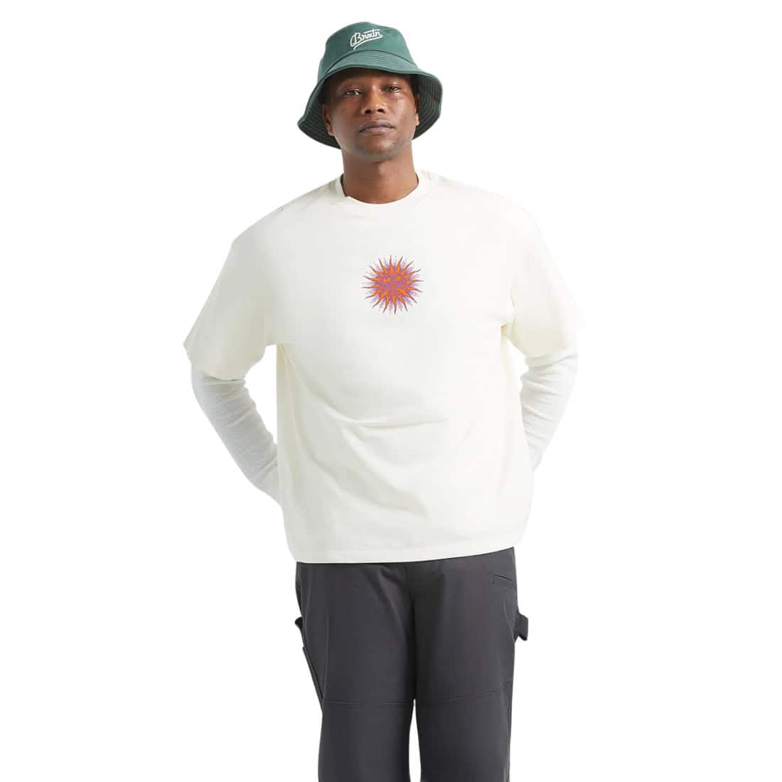 Brixton Zephyr Oversized T-Shirt - Cream - Mens Graphic T-Shirt by Brixton