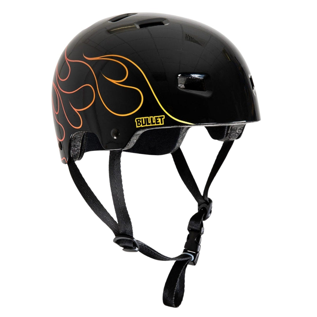 Bullet Deluxe Flame Graphic Kids Youth Helmet - Black/Flame - Skateboard Helmet by Bullet OSFA (49-54cm)