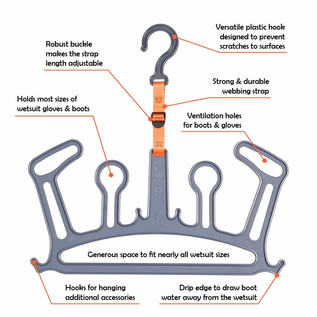 C-Monsta Recycled Wetsuit Hanger Dryer V2 - Grey - Wetsuit Hangers by C-Monsta One Size